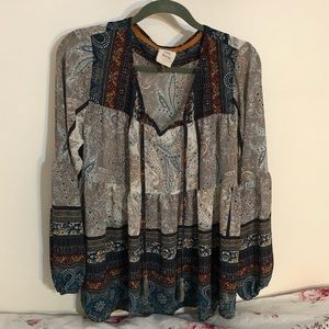 Printed Paisley Boho Blouse